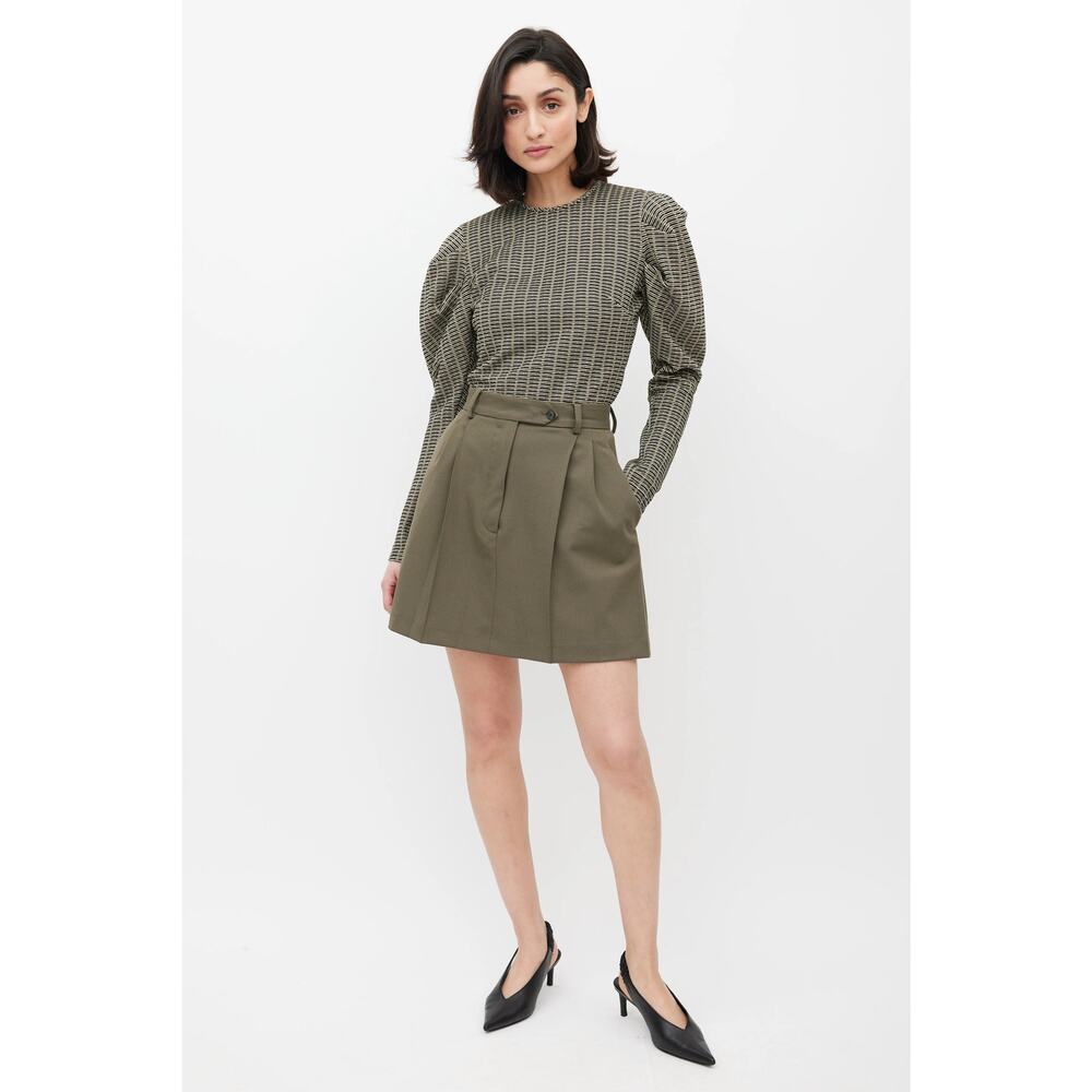 Beaufille Cursa Old Money Textured Knit Puff Sleeve Blouse Small Green Academia - Picture 3 of 12